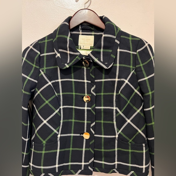 [Kate Spade] Cropped Windowpane Blazer - Picture 2 of 16